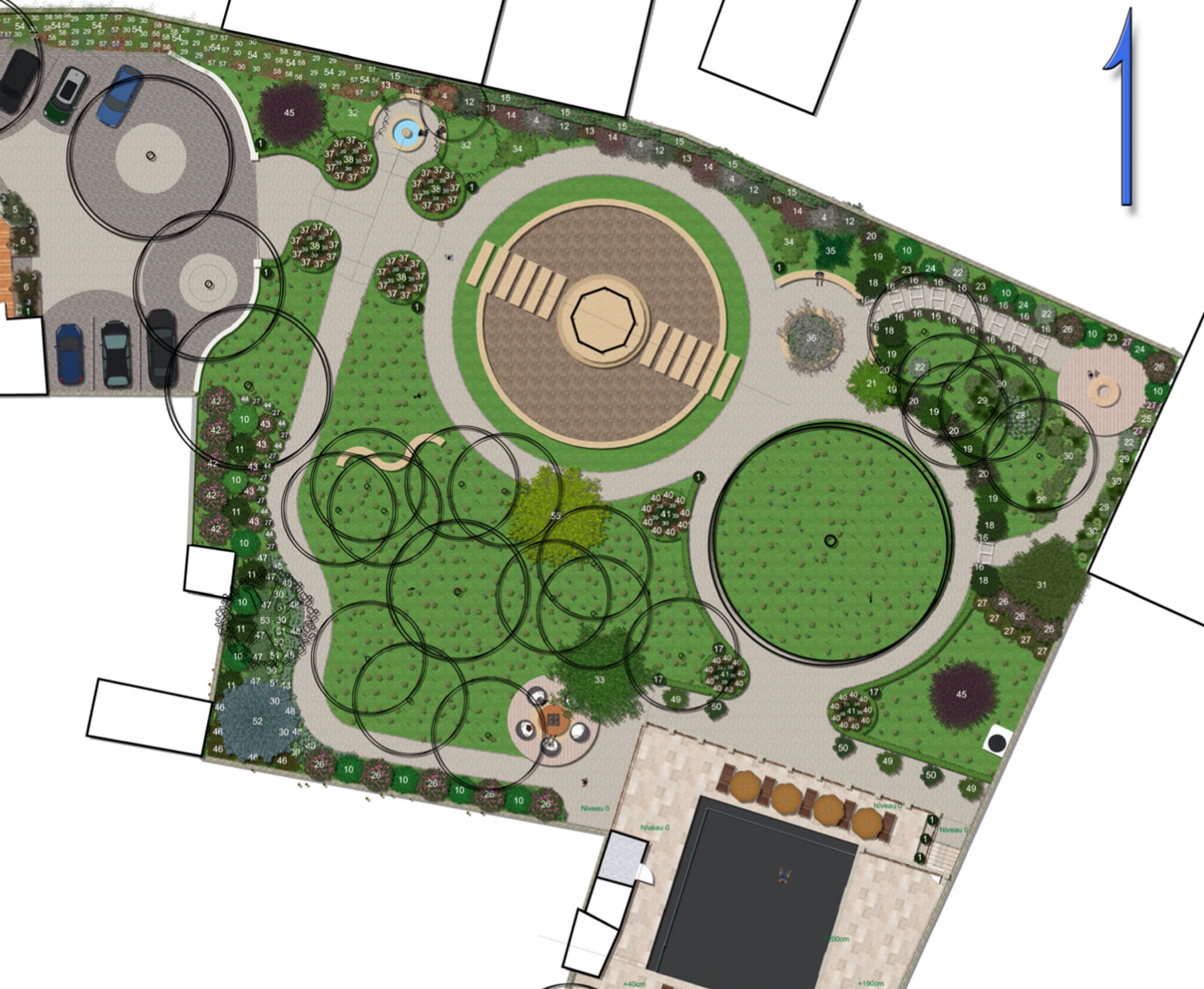Parc romantique plan de plantation