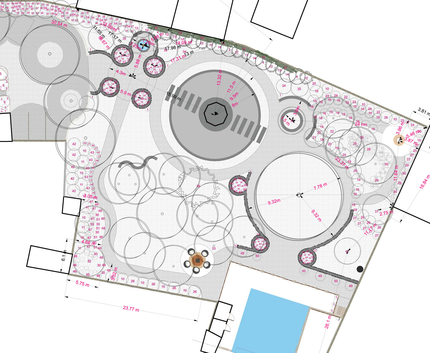 Parc romantique plan d'implantation